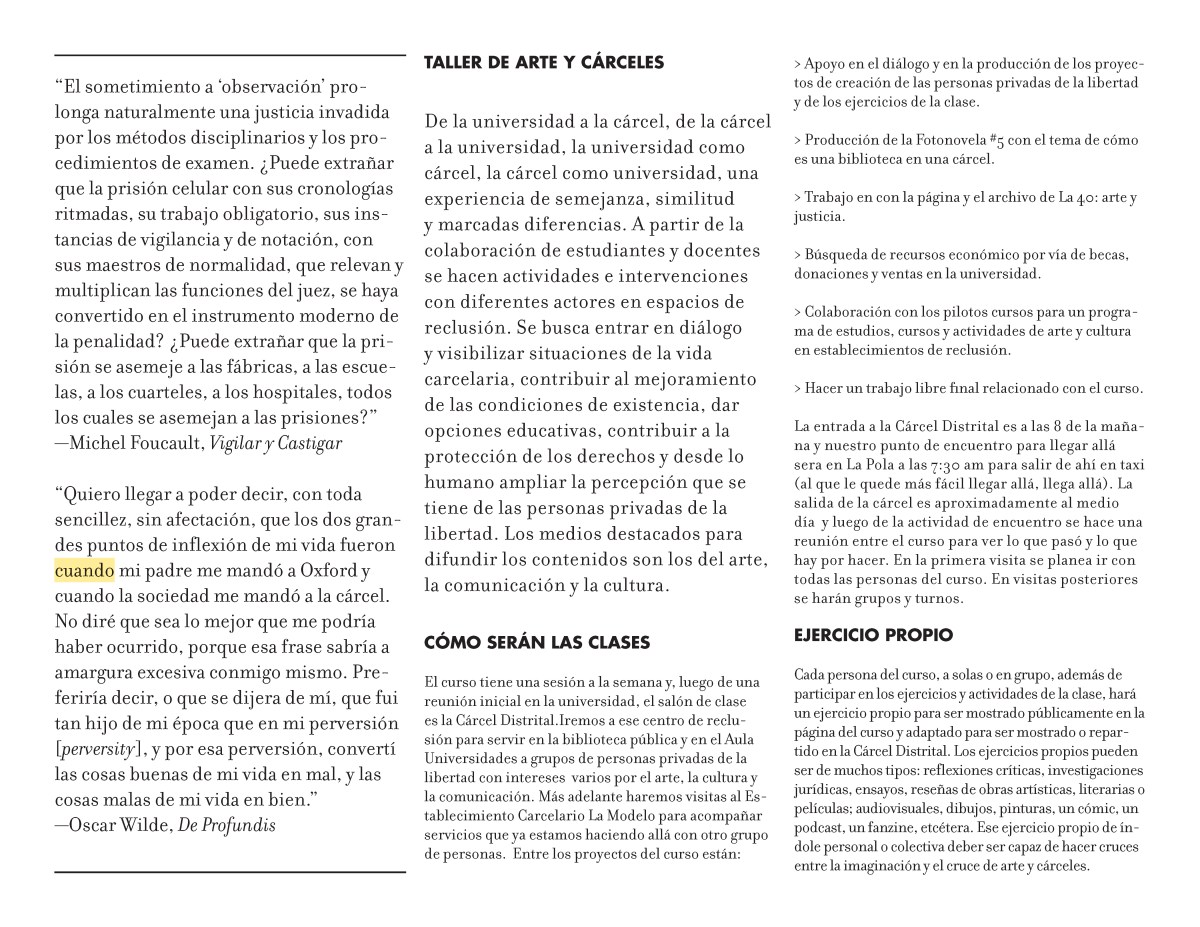 Programa Curso Arte y Cárceles 2024-2